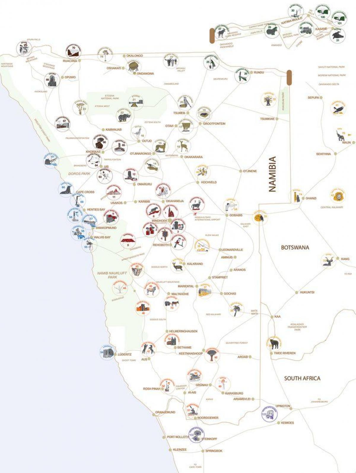 แผนที่ของทัวร์นามิเบียวางแผน